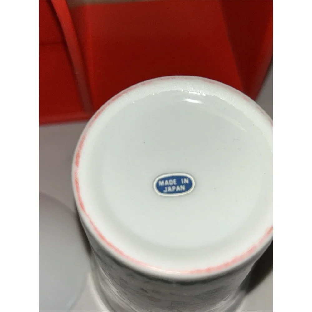 VTG Vanity Bathroom Set Soap Dish Tumbler Glass Christmas Scene Porcelain Japan